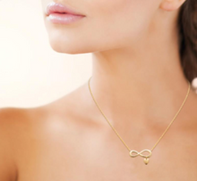 Charger l&#39;image dans la galerie, COLLIER Dame infini + pampille  coeur PLAQUE OR
