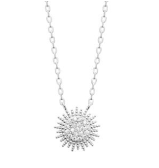COLLIER Dame MOTIF SOLEIL PAVE OXYDES ARGENT
