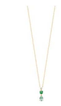 COLLIER Dame plaqué Or oxydes verts