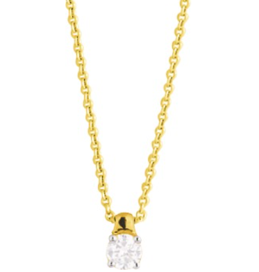 COLLIER Dame OR JAUNE Oxyde de zirconium 4MM