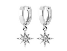 Charger l&#39;image dans la galerie, BOUCLES D&#39;OREILLES Dame créoles et pampille ARGENT
