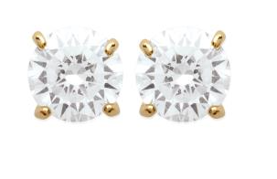 BOUCLES D'OREILLES Dame solitaire PLAQUE OR