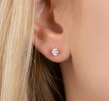 Charger l&#39;image dans la galerie, BOUCLES D&#39;OREILLES Dame solitaire PLAQUE OR
