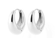 Charger l&#39;image dans la galerie, BOUCLES D&#39;OREILLES Dame créoles bombées ARGENT
