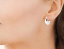 Charger l&#39;image dans la galerie, BOUCLES D&#39;OREILLES Dame créoles bombées ARGENT

