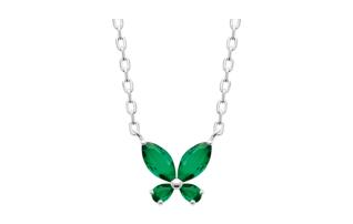 COLLIER Dame papillon vert ARGENT