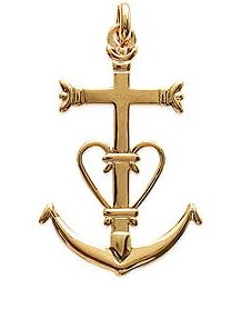 PENDENTIF Mixte religieux Croix Camarguaise PLAQUE OR