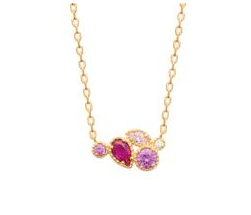 COLLIER Dame pendentif oxydes rouges, roses, blancs violets