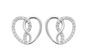 BOUCLES D'OREILLES Dame puces coeur ARGENT
