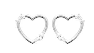 BOUCLES D'OREILLES Dame puces coeur oxydes ARGENT