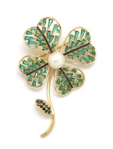 BROCHE Femme TREFLE VERT