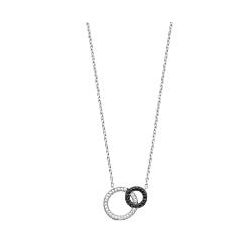 COLLIER Dame cercles noirs et blancs ARGENT RHODIE