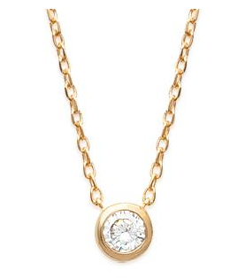 COLLIER Dame solitaire rond serti clos  PLAQUE OR
