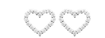 BOUCLES D'OREILLES Dame puces forme coeur ARGENT RHODIE