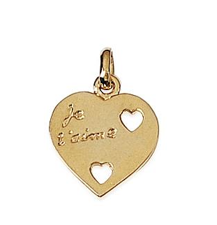 PENDENTIF Femme PLAQUE OR je t'aime