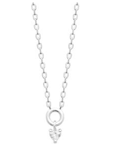 COLLIER Dame empierré cercle + coeur ARGENT