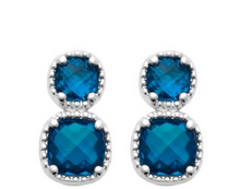 Charger l&#39;image dans la galerie, BOUCLES D OREILLES Femme ARGENT RHODIE OXYDES BLEUS
