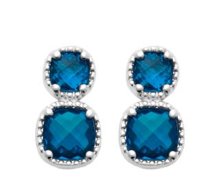 BOUCLES D OREILLES Femme ARGENT RHODIE OXYDES BLEUS