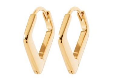 BOUCLES D'OREILLES Dame Créoles forme losange 15 mm PLAQUE OR