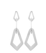 Charger l&#39;image dans la galerie, BOUCLES D&#39;OREILLES Dame pendantes forme géométrique ACIER doré ou argenté
