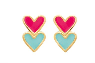 BOUCLES D OREILLES Enfant plaqué or coeur laqué