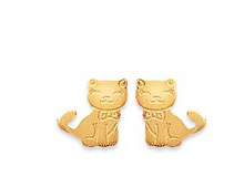 Charger l&#39;image dans la galerie, BOUCLES D OREILLES PLAQUE OR Enfant CHATON

