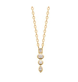 COLLIER Femme PLAQUE OR OXYDES BLANCS