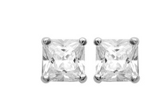 Charger l&#39;image dans la galerie, BOUCLES D OREILLES Homme ARGENT RHODIE OXYDES CARRE
