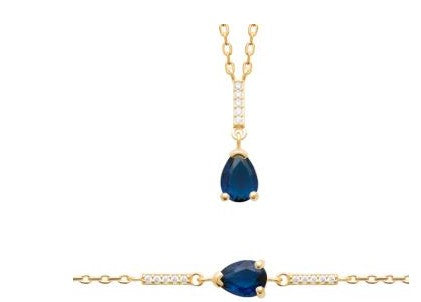 COLLIER Dame oxyde bleu PLAQUE OR