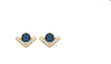 Charger l&#39;image dans la galerie, BOUCLES D OREILLES Femme  PLAQUE OR OZ BLEU ET BLANC
