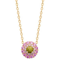 Charger l&#39;image dans la galerie, COLLIER Dame pendentif rond pierres serties PLAQUE OR
