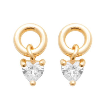 BOUCLES D OREILLES Femme PLAQUE OR OXYDE COEUR