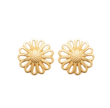 Charger l&#39;image dans la galerie, BOUCLES D OREILLES Femme PLAQUE OR FLEUR
