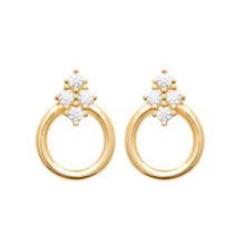 Charger l&#39;image dans la galerie, BOUCLES D OREILLES Femme PLAQUE OR OXYDES BLANCS
