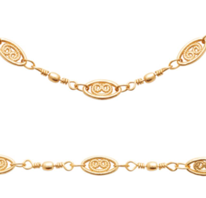 COLLIER Dame ovales ajourés PLAQUE OR