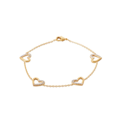 BRACELET Dame cœurs PLAQUE OR