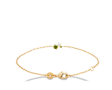 BRACELET Dame avec zirconium vert et blanc PLAQUE OR