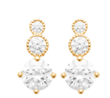 BOUCLES D'OREILLES Dame empierrées PLAQUE OR