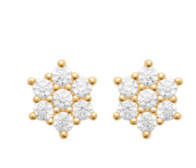 Charger l&#39;image dans la galerie, BOUCLES D&#39;OREILLES Dame clous forme étoile empierrée  PLAQUE  OR
