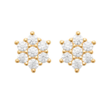 BOUCLES D'OREILLES Dame clous forme étoile empierrée  PLAQUE  OR