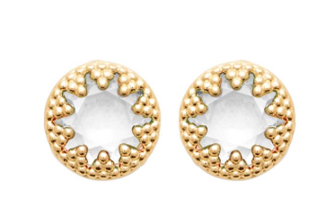 BOUCLES D'OREILLES Dame clous forme ronde avec cristal  PLAQUE  OR