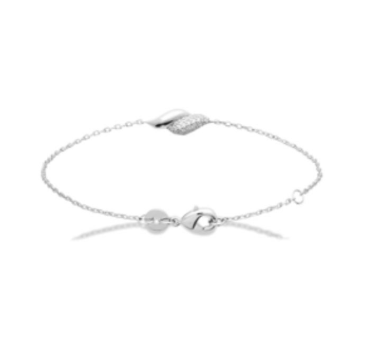 BRACELET Dame motif torsade lisse et empierré ARGENT RHODIE