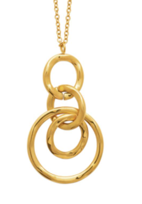 COLLIER Femme  Motif anneaux entrelacés ACIER ET PVD DORE