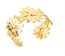 Charger l&#39;image dans la galerie, JONC ouvert Femme ACIER DORE motif marguerite
