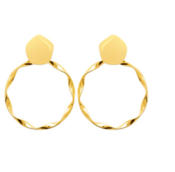 BOUCLES D'OREILLES Dame pendentifs anneau torsadé ACIER DORE INOXYDABLE