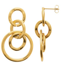 Charger l&#39;image dans la galerie, BOUCLES D&#39;OREILLES Dames pendantes 4 anneaux acier doré
