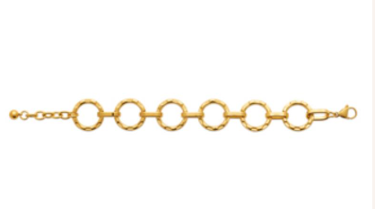 BRACELET Femme ACIER DORE maille anneaux martelés