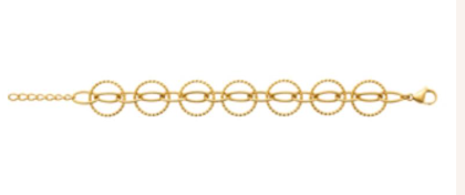 BRACELET Femme ACIER DORE maille anneaux ovales et ronds