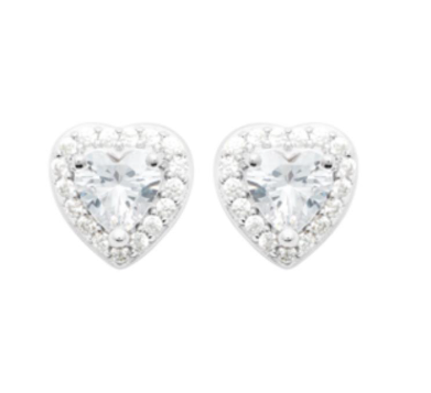 PUCE D OREILLES Femme MOTIF COEUR ARGENT RHODIE OXYDES