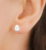 Charger l&#39;image dans la galerie, PUCE D OREILLES Femme ARGENT RHODIE OXYDE BLANC goutte + entourage
